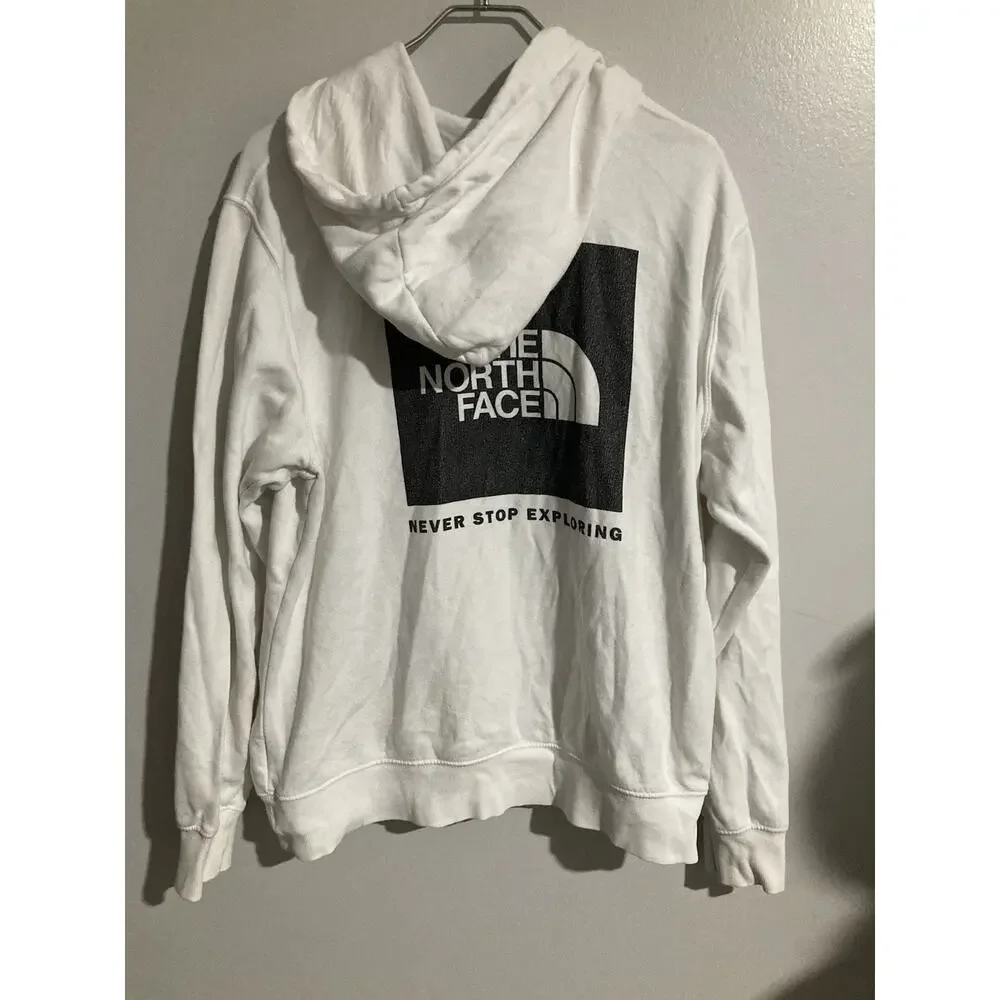 The North Face Mens Sweater Large White Hoodie Fleece Sweatshirt Pullover Logo